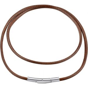 Trahoo-Colliers Chaine Cuir Cordon Collier Pour Pendentif Femme Homme Chaîne Noir/Marron Ras De Cou Épaisseur 2/3mm Waterproof Boutton Rotatif Avec Fermoir Acier Inoxydable Longueur 40cm-75cm - Neuf