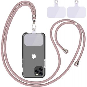 JGD-Cha&icirc;ne de t&eacute;l&eacute;phone portable universelle, cordon universel pour t&eacute;l&eacute;phone portable suspendu autour du cou avec coussinet de t&eacute;l&eacute;phone portable, r&eacute;glable et amovible., 0or rose, Hand washable and - Neuf
