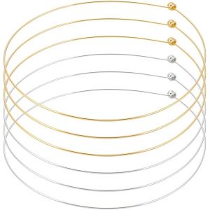 Kal-6pcs 2 Couleurs Collier Ras Du Cou Métal Doré Pour Femme 14cm Collier Ras Du Cou Ouvert Collier Ras Du Cou Uni En Métal Pour La Fabrication De Bijoux À Faire Soi Même - Neuf