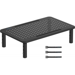 Rehausseur Ecran PC Bureau Hauteur R&eacute;glable R&eacute;hausseur d&iquest;&Eacute;cran en M&eacute;tal de Qualit&eacute; Sup&eacute;rieure pour Ordinateur, iMac, PC, Imprimante jusqu'&agrave; 20 kg, Noir - Neuf