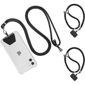 Tour de Cou Telephone 3 Pièces,Universelle Cordon Telephone Portable Collier de Longe Compatibles avec Plupart des Smartphones pour Cou et Poignet Laniere,avec Porte-clés et Patch - Neuf