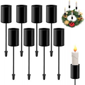 KALANKA-8 Pièces Bougeoirs Cônes Noirs,Chandelier Bougeoir Noir,Rétro Métal Hauts Bougie Chandelier,Bougeoir pour Bougies De l'Avent,Noir Bougeoirs pour Salon, Mariage, Ornements De Dîner. - Neuf