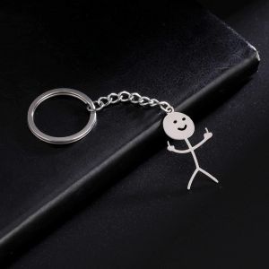 Drôle De Visage De Smiley Figurine De La Langue Des Signes Trousseau Doigt Du Milieu Mignon Tendance Sac De Clé De Voiture Pendentif Couple Cadeau Porte-Clés - Neuf