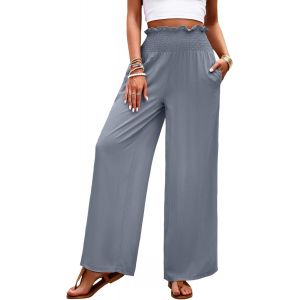 Pantalon D'affaires Pour Femmes Pantalon Taille Haute À Jambe Large Pantalon Extensible Et Fluide - Neuf