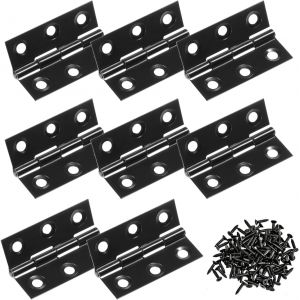 Lot de 8 charni&egrave;res de porte noires de 5,1 cm avec 48 vis en acier inoxydable pour portail lumineux, placard, tiroir, bo&icirc;te - Neuf