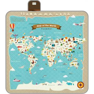 Ulteronixshop-Couverture Pique Nique Enfants Imperm&eacute;able Lavable - Nappe De Picnic Fille Fils Grand Portable Pliable Extra Large Avec Sangle - Tapis Plaid Plage Randonn&eacute;e Camping Parc (Carte Du Monde - Neuf