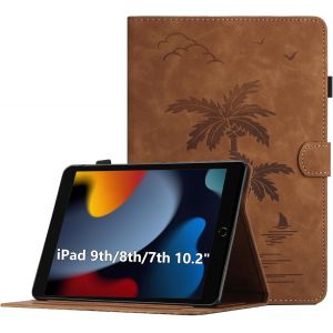 Coque Pour Ipad 8th Gen / 7th Gen/Ipad Pro 10.5"" / Ipad Air 3rd Gen, Housse De Protection Multi-Angles Étui En Cuir Pu Avec Fente Pour Carte, Auto Réveil/Sommeil, Brun - Neuf