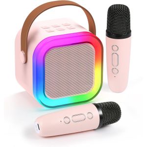 ERYI-Micro Karaoke Enfants Avec Micro Sans Fil, Cadeau Fille 4-12 Ans Anniversaire Jouet Fille 3-12 Ans Micro Enfant Cadeau Ado Fille Micro Sans Fil Karaoke Jouet Garcon 4-12 Ans Musique Enfant - Neuf