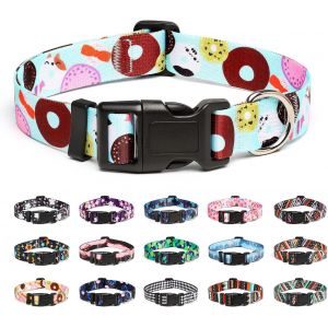 Eryi-Collier Pour Chien, Collier Classique En Nylon Réglable, Fleur, Océan, Forêt, Tribal Design, Tournesol, Flora, Léopard, Pour Petits, Moyens Et Grands Chiens (M, Biscuit Bleu) - Neuf