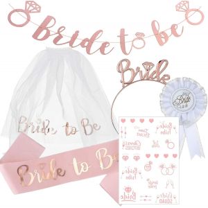 LETNERNY-Bride To Be Sash And Veil Enterrement De Vie De Jeune Fille Accessoire Kit Accessoire Enterrement De Vie De Jeune Fille Accessoires De F&ecirc;te De Poule Avec Bride To Be Mari&eacute;e &Agrave; &Ecirc;tre Sash 6 Pi&egrave; - Neuf
