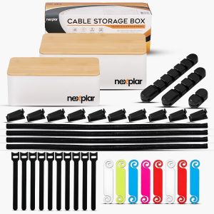 Pack of 2 Multi-Socket Cable Storage Box, Socket and Power Strip | Office and Home | Ideal for Internet Box, TV, Extension Cord, Phone Charger - Neuf