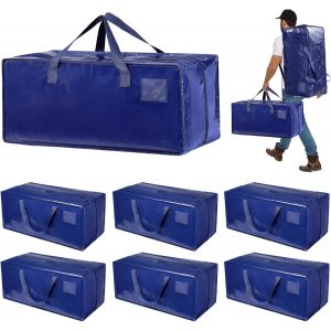 Mevronisshop-Lot De 6 Sac De D&eacute;m&eacute;nagement Extra Larges, 92l Sac De Rangement Grand Format Avec Fermetures &Eacute;clair Et Poign&eacute;es De Transport, Sac Rangement Vetement Robustes Pour V&ecirc;tement & Linge De Lit - Neuf