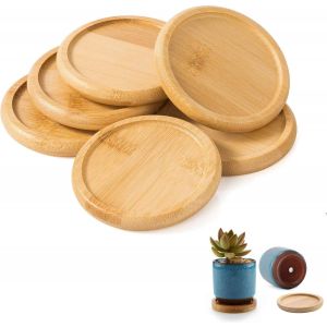Sjzg-6 Pi&egrave;ce Dessous De Verre En Bois, Pots De Fleurs Pad, Bambou Dessous De Verre, Absorbant Antid&eacute;rapant Coasters Set, Parfait Pour Les Tasses &Agrave; Caf&eacute;, Th&eacute; Mug, Pour Maison, D&eacute;coration De Table - Neuf