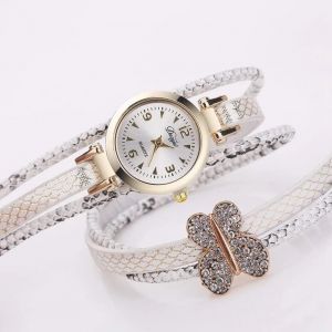 Duoya Femmes Beau Papillon D&eacute;coration Bracelet Montre-Bracelet Cha&icirc;ne Montre &Agrave; Quartz (Blanc) - Neuf