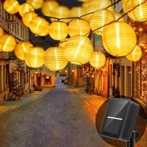 Kalanka-Lampions Solaires D'ext&eacute;rieur R&eacute;sistants Aux Intemp&eacute;ries, 6 M, 20 Led, Ip65, &Eacute;tanche, 8 Modes, Pour Jardin, Balcon, Cour, Mariage, No&euml;l, F&ecirc;te (Blanc Chaud) - Neuf