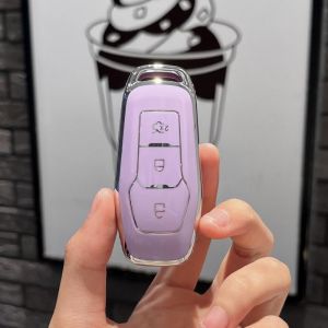 Étui pour clé télécommande de voiture en TPU,support pour Ford Focus 3 4 ST Mondeo 5 MK5 Mustang F-150 Explorer Edge Fiesta Kuga MK3 4 - Type Silver Purple - Neuf