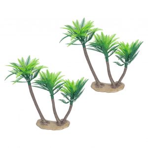 Lot de 2 cocotiers miniatures en plastique pour decoration de jardin et d'exterieur - Neuf
