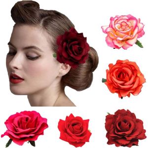 Shiliu-5 Pièces Fleur Broche Tête Ornement Mariée Femmes Rose Fleur Accessoires De Cheveux Pince À Cheveux De Mariage Danseuse De F[ - Neuf