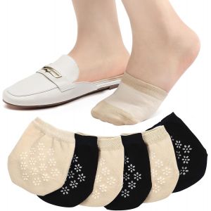 Kalanka-6 Paires Chaussettes Avant Pied Antidérapantes En Coton, Chaussettes Invisibles Demi-Chaussettes Pour Femmes, Respirant Absorber La Sueur Chaussettes À Orteils Pour Chaussures Mules Et Sandal - Neuf