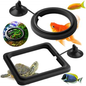 Anneau De Nourriture Pour Poissons, 2 Pièces, Distributeur De Nourriture Pour Poissons, Accessoires Pour Aquarium, Distributeur De Nourriture Pour Tortues, Cercle Pour Guppys Et Bettas (Noir) - Neuf