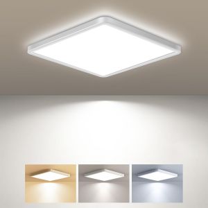 Plafonnier Led Carr&eacute;, 3 Couleur (3000k/4000k/6500k) Lampe De Plafond, 1800lm Luminaire Plafonnier Salle De Bain Ip44 Etanche Pour Bureau, Cuisine, Chambr &Agrave; Coucher, Couloir, Balcon, Garage,18cm - Neuf