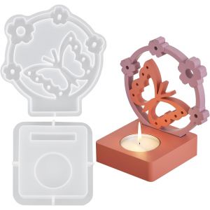 Moule Bougie, Epoxy Resin Kit Complet, Moule Silicone Fleur, Mold Silicone Avec Fleurs Et Papillons, Kit Pour Faire Des Bougies Convient Pour Couler Des Bougies Et Fabriquer Des Bougeoirs Parfum&eacute;s - Neuf