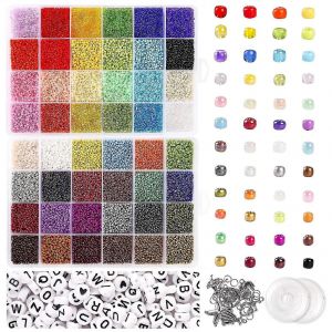 35000pcs Perles De Graines De Verre Et 250pcs Alphabet Lettre Perles 2mm Perles De Bracelet - Neuf