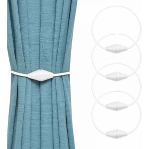 Lot De 4 Embrasses De Rideaux Magnétiques Faites À La Main En Corde Tissée Pratique Et Décorative Pour La Maison Et Le Bureau (Blanc) - Neuf
