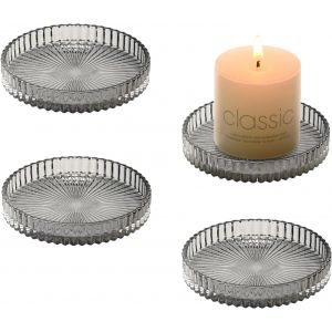 KALANKA-4 Pièces Porte Bougie Pilier en Verre 9 cm, Support Bougie, Coupelle Bougie Decoration, Bougeoir Decoratif pour Noël, Famille Fête, Mariage Decoration et Dîner (Gris) - Neuf