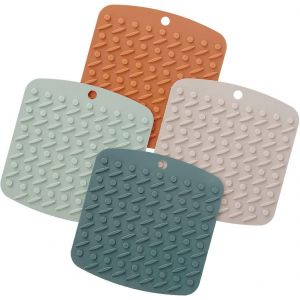 Lot De 4 Sous-Verres En Silicone Antidérapants Résistants À La Chaleur 250c Sous-Verres Pour La Cuisine Et La Salle À Manger 4 Couleurs - Neuf