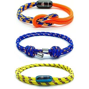 Kal-| Bracelet Nautique Pour Homme, Femme Et Enfant | Bracelet Marin Fermoir Magn&eacute;tique Fait Main | Pack 3 Bracelets Surfeurs Corde Nautique Avec Fermoir Aimant&eacute; - Neuf
