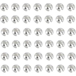 100 Cache-N?uds En Argent Sterling 925 &Agrave; Sertir, Embouts De N?uds De Cordon De 3 Mm, Demi-Ronds Ouverts, Pour La Cr&eacute;ation De Bijoux Et Boucles D'oreilles. - Neuf