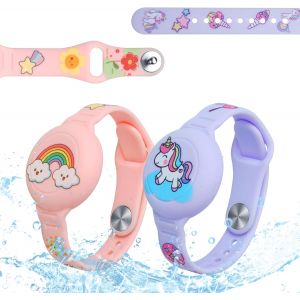 VornixorSarlshop-Bracelet Enfant pour &Eacute;tanche, Tracker GPS en Silicone, Bracelet GPS Enfant, Mignon Housse de Protection Key Finder pour Enfants (Licorne + Arc-en-Ciel Rose) - Neuf