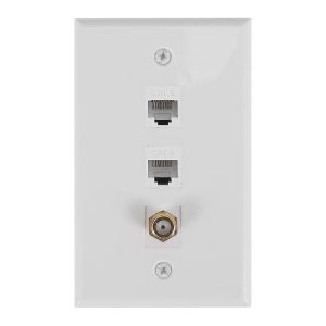 Plaque murale coaxiale Ethernet,2 ports Cat6 RJ45 et 1 port connecteur de type F coaxial femelle à femelle murale pla - Neuf