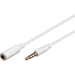 Câble de Rallonge Audio et pour Casque AUX, 4 Pôles, 3.5 mm Slim, CU, 1.5 m Longueur de Câble - Neuf
