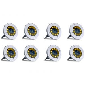 Lot De 8 Lampes Solaires De Sol Avec 10 Led Pour Jardin Et All&eacute;e - Neuf