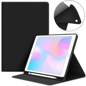 KALANKA-Coque pour iPad 10,2"" 2021 9&egrave;me G&eacute;n&eacute;ration/2020/2019 avec Porte-Stylo, iPad 8&egrave;me G&eacute;n / 7&egrave;me &Eacute;tui Flexible Smart Cover Case (R&eacute;veil/Sommeil Automatique) Housse Arri&egrave;re TPU Souple, Noir - Neuf