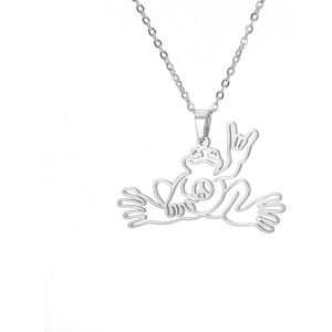 Kal-Collier Grenouille Collier Grenouille Symbole De Paix Pendentif Nature Créatures Des Bois Bijoux Animaux Amusants Cadeau D'anniversaire - Neuf