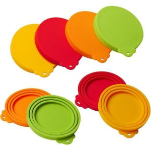 Couvercles De Boîtes De Conserve En Silicone De Qualité Supérieure Pour Animaux De Compagnie - Lot De 4, Ajustement Universel, Fermeture Hermétique, Lavable Au Lave-Vaisselle, Couvercles Colorés Pour Aliments Pour Chiens Et Chats - Neuf