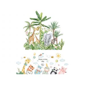 Stickers muraux autocollants animaux de la for&ecirc;t tropicale pour la d&eacute;coration int&eacute;rieure - Neuf
