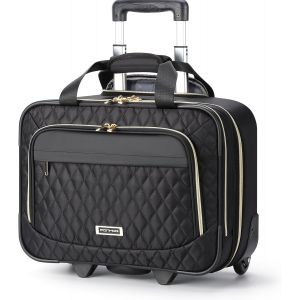 acdsgd-Sacoche &agrave; roulettes pour Ordinateur Portable 15,6 Pouces, Business Trolley Sac de Voyage Femme Souple pour Affaires et Loisirs Les Voyages, Le Travail et l'&eacute;cole, Noire - Neuf