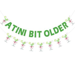 Lot De 2 Drapeaux À Suspendre Avec Noeud De Cocktail Vert Et Rose,Bannière Décorative D'anniversaire Martini Pour Femmes,Décorations De Fête D'anniversaire Vertes Adaptées Aux Événements Animés - Neuf