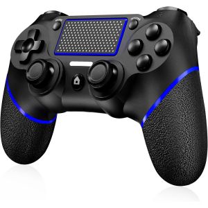 Manette Pour Ps-4, Manette Sans Fil Pro Controller Avec Batterie Rechargeable 600Mah, Prise Audio 3,5 Mm, 6 Axes Et Dual Vibration, Compatible Avec Ps4/ Slim/Pro Et Pc Windows - Bleu - Neuf