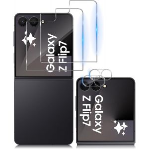 pour Samsung Galaxy Z Flip 7 Verre Tremp&iquest;&iquest;, 2 Pi&iquest;&iquest;ces Protection Arri&iquest;&iquest;re ?cran et 2 Pi&iquest;&iquest;ces Cam&iquest;&iquest;ra Protecteur, 9H Duret&iquest;&iquest;, Ultra HD Sans Bulles Film Protection D'&iquest;&iquest;cran, Anti-rayure - Neuf