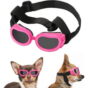 Lunettes De Soleil Pour Chien - Rose, Réglables, Anti-Poussière, Anti-Uv - Neuf