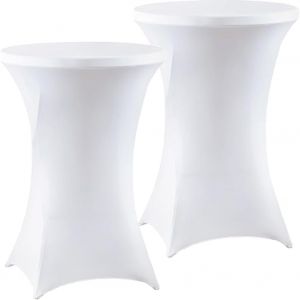 Chenquansarl-Nappes Extensible Housse De Table En Spandex, Couverture De Table Ronde 60cm Lavable, Nappe De Cocktail Infroissable Convient Pour Banquet Mariage Anniversaire Bar Table (Blanc,60dx110h - Neuf