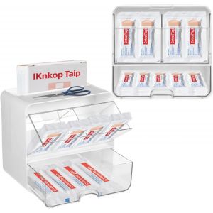 Yemaesre-Organ Ur De Rangement Mural Pour Bandages Avec Couvercle, 3 Compartiments En Plastique Pour Armoire À Pharmacie À Domicile, Bandaid Élastique, Coton-Tige - Neuf