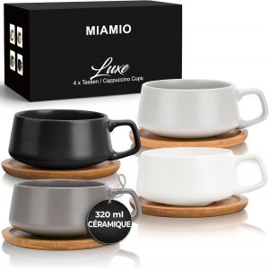 4 X 320 Ml Tasses À Café/Set De Tasses Et Soucoupes/Tasses À Café En Grès Élégantes Et Modernes-Set Luxe Collection 4pcs (Classic Pastel) - Neuf