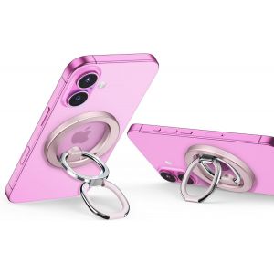 Sjzg-Anneau T&eacute;l&eacute;phone Support Magn&eacute;tique Pour Magsafe, Halolock Aimant T&eacute;l&eacute;phone Support Grip Pour Iphone 16/15/14/13/12, Samsung Galaxy S25, R&eacute;glable Dans Les 2 Sens, Accessoires Magsafe, Rose - Neuf