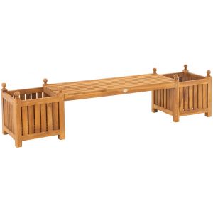 Banc De Jardin 210 Cm Design En Teck Avec Jardini&egrave;res &Eacute;l&eacute;gance Naturelle 10_0007937 - Neuf